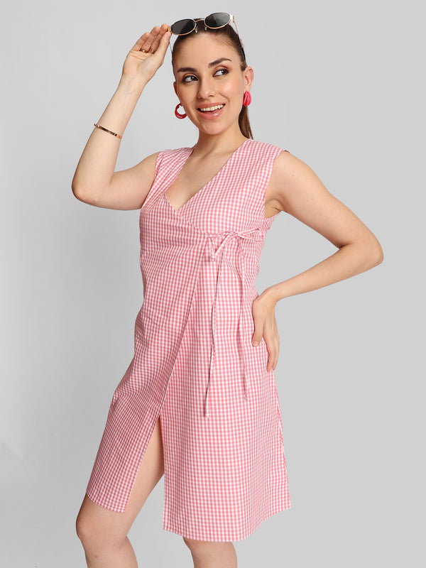 Women Tie Up Short Midi Dress