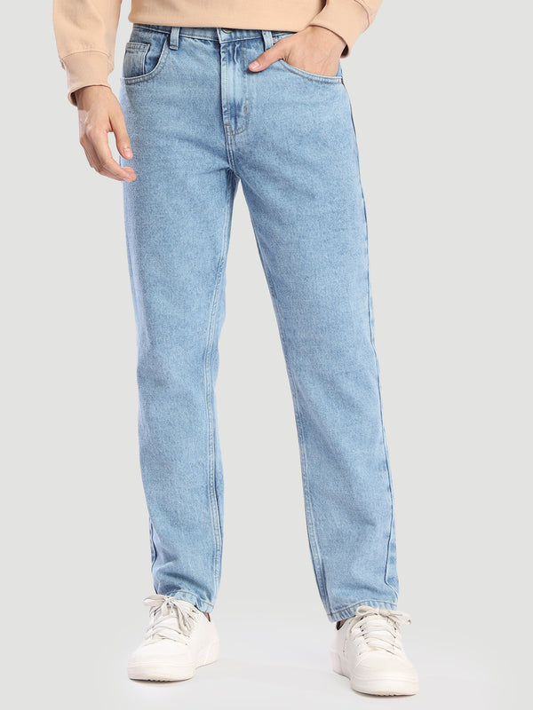 Men Solid Blue Regular Fit Denim jeans