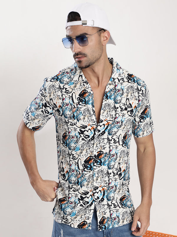 Men Multi Color Resort Collar Shirt