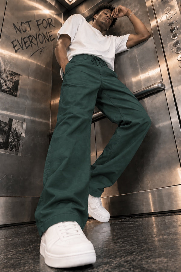 Men Green Regular Fit Elasticated Casual Trousers