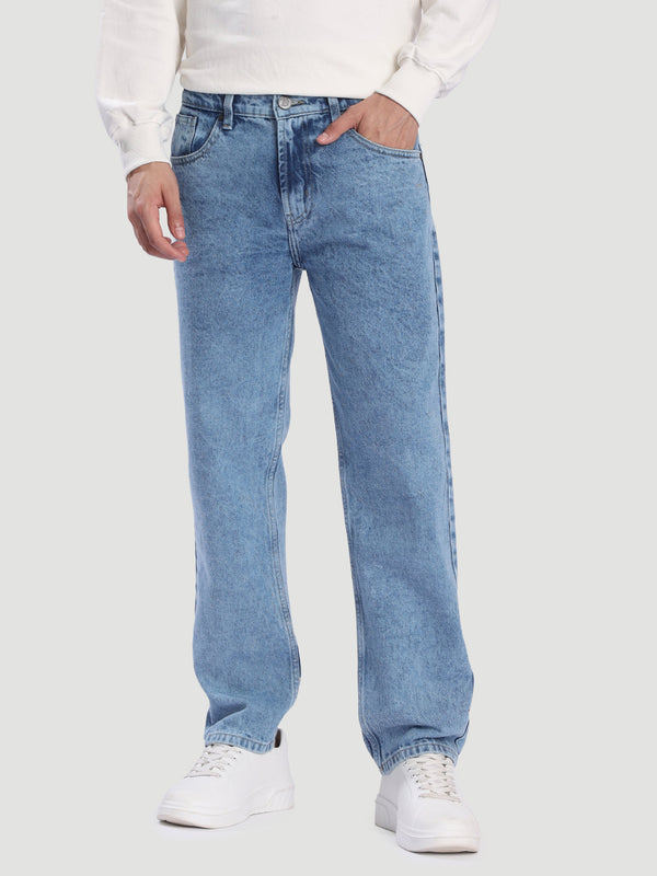 Men Blue Relaxed Fit Fashion Wash Denim Jeans