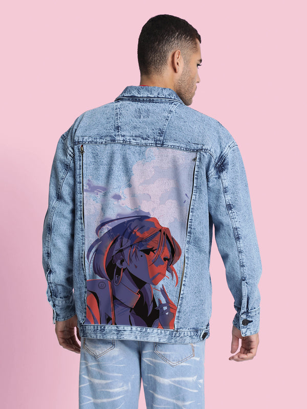 Unisex Oversized Denim Jacket With Swappable Graphic Patch