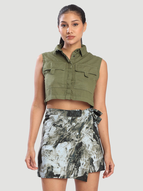 Women Litchi Green Regular fit casual shirt
