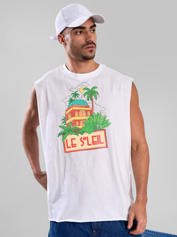 Men Oversized Sleeveless Graphic  T-Shirt