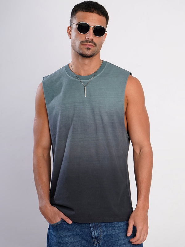 Men Black and grey Ombrey Sleeveless T Shirt