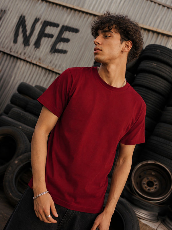 Men Maroon T-Shirt