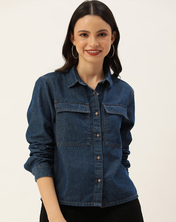 Women Regular fit Pure Cotton Denim Shirt