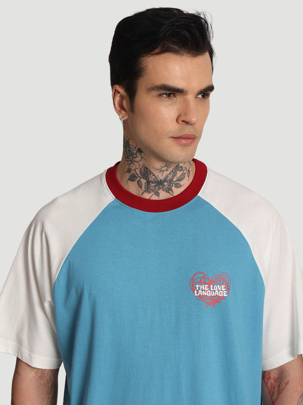 Men Oversize Color-Block Raglan T-Shirt