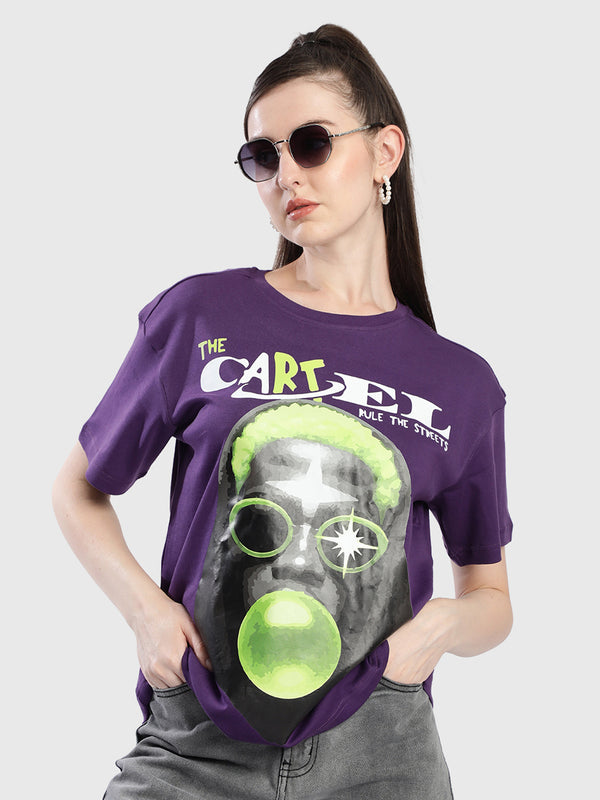 Women Purple Graphic Tshirt