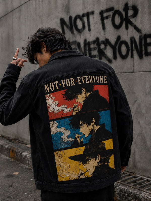 Unisex Mood Switch Relaxed Denim Jacket with Swappable Graphic Patch
