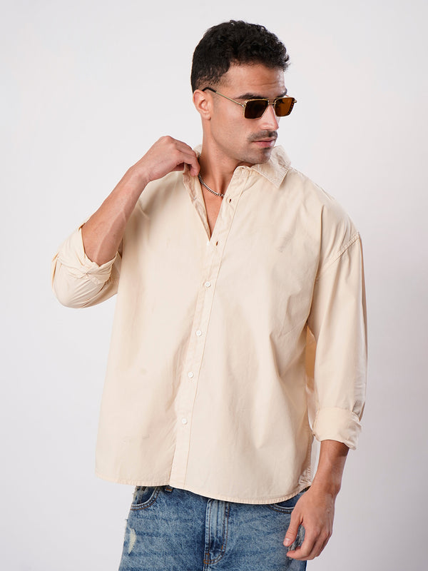 Men Peach Oversize Cotton Casual Shirt