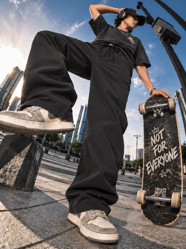 Men Black Regular Fit Elasticated Casual Trousers