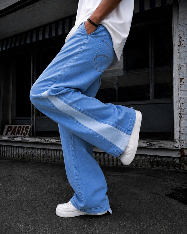 Men WideLeg Washed Denim with Side Panels