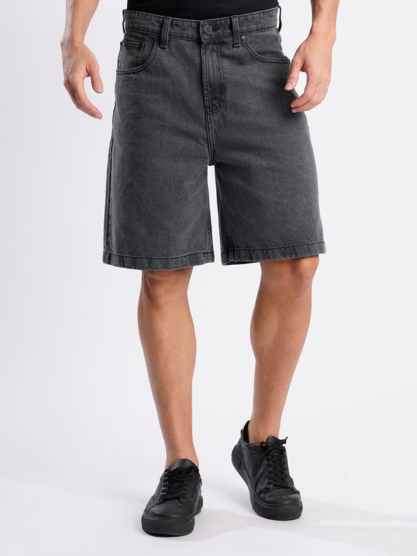 Men Charcoal Grey Relaxed Fit Denim Short