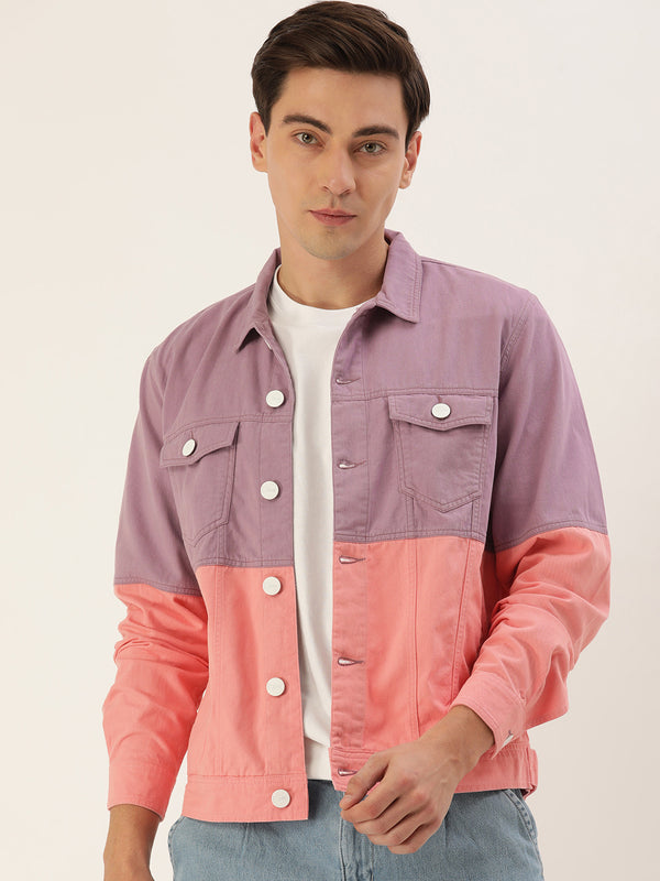 Men's Slim Fit Color Block Light Weight Cotton Jacket
