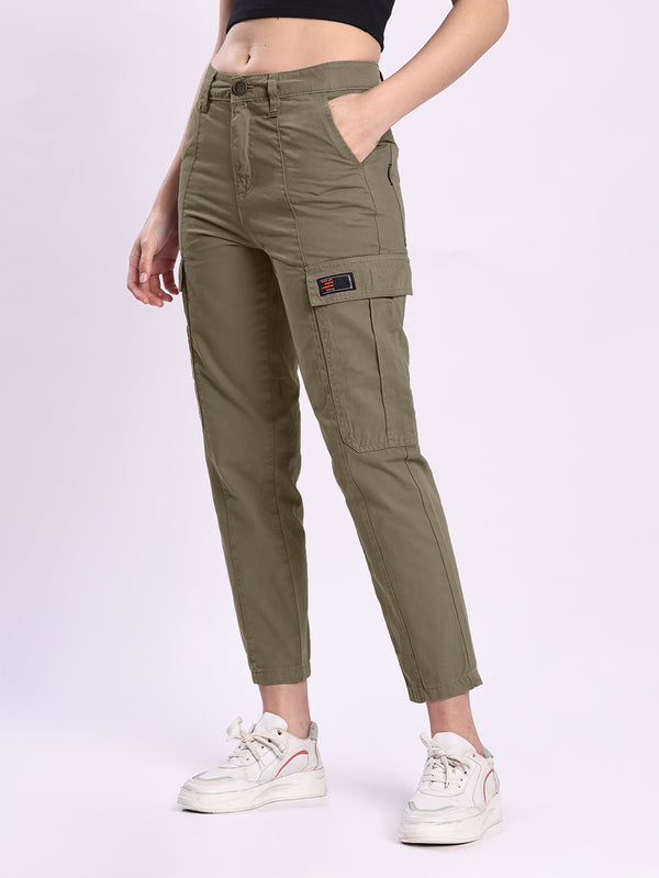 Women Brown Paneled Cargo Trouser