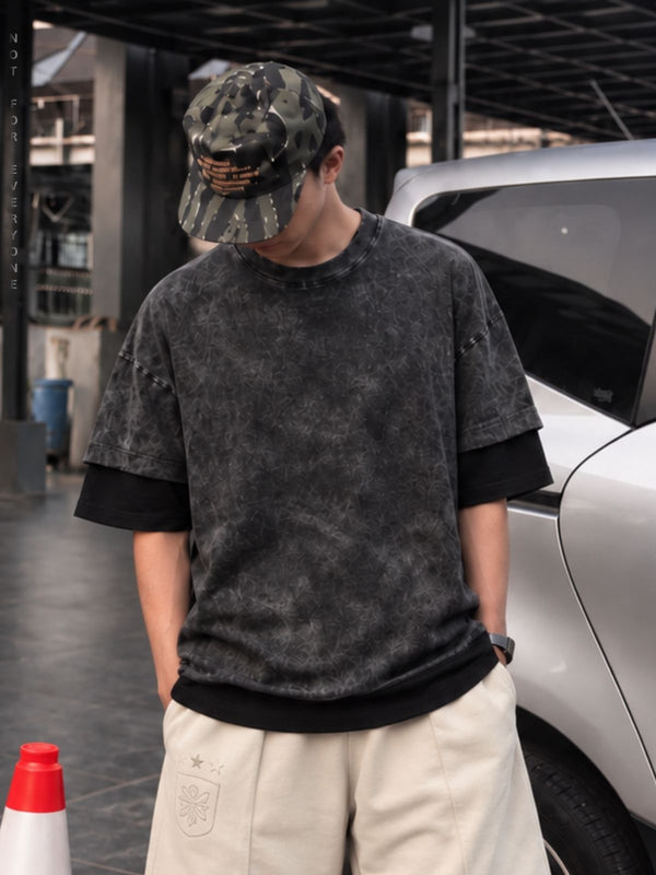 Men Grey Oversized Acid Washed T-Shirt