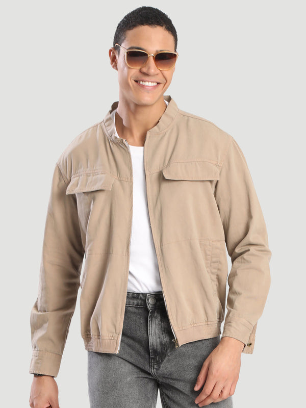 Men Relaxed Fit Zipper Casual Jacket