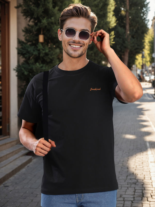 Men Black Embroided T Shirt