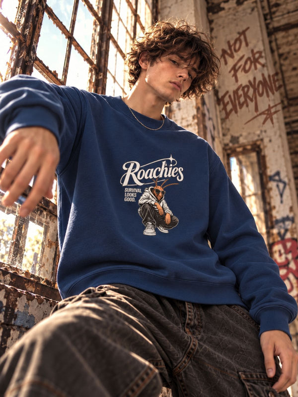 Men Blue Relax Graphic Sweatshirt