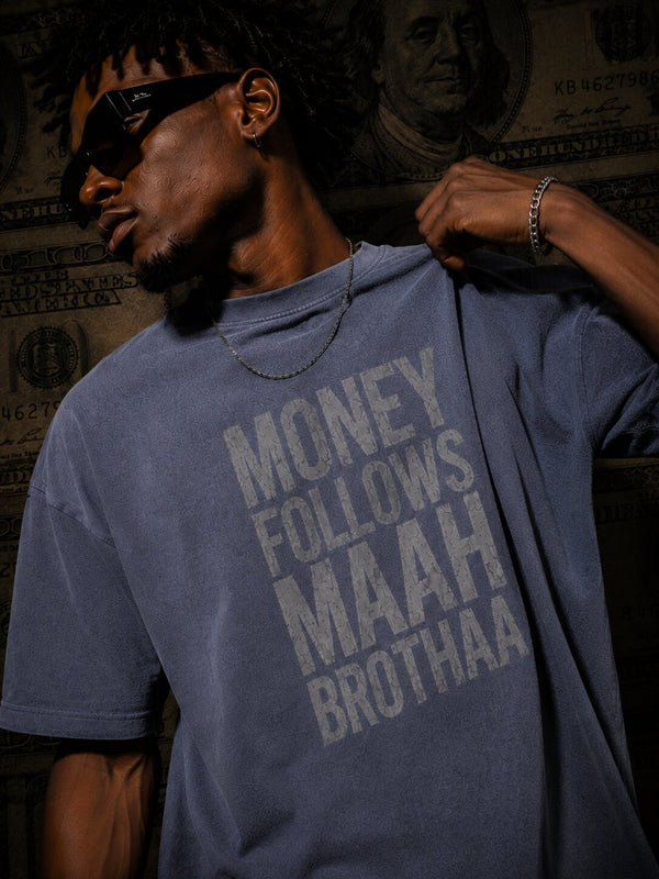 Men Blue Oversize Graphic T-Shirt
