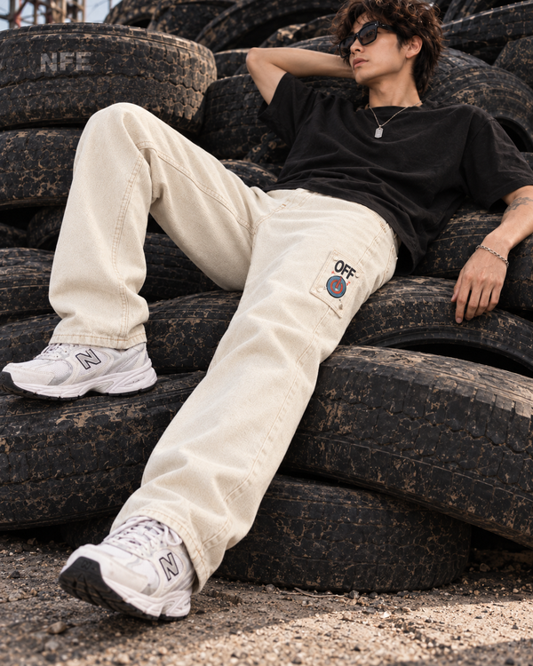 Men Ecru Baggy Mood Swytch jeans