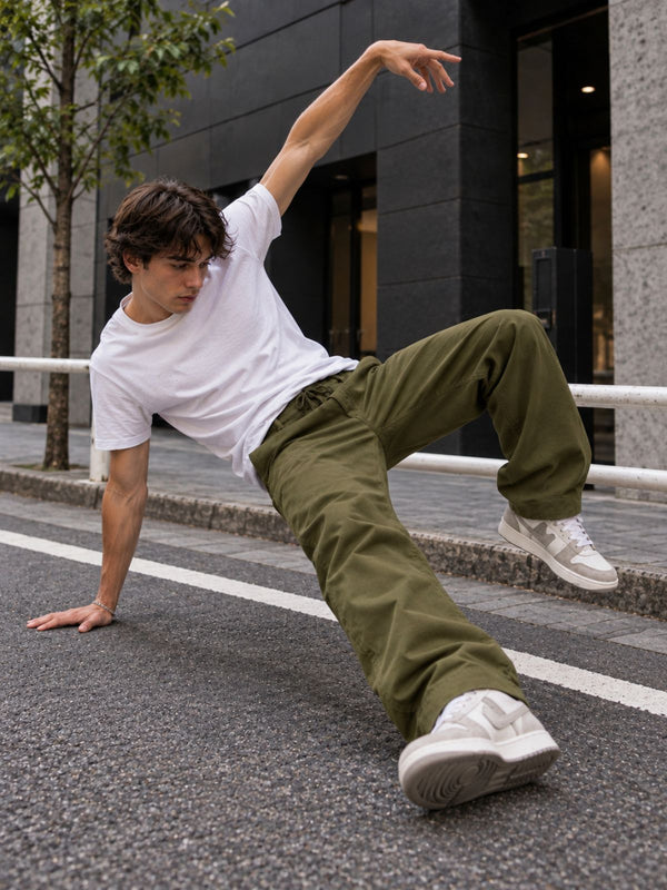 Men Olive Green Regular Fit Elasticated Casual Trousers