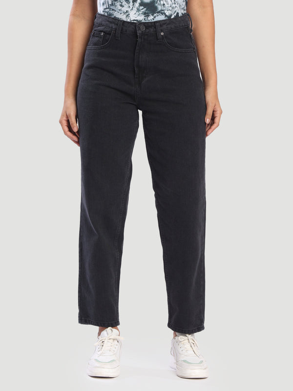 Women Charcoal Carrot Fit Jeans