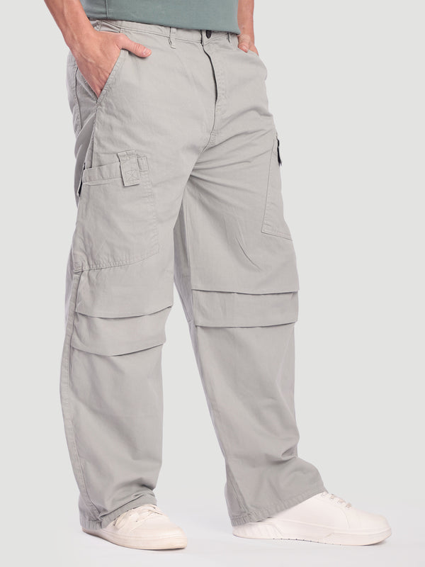 Men Grey Baggy Fit Cargo Trousers