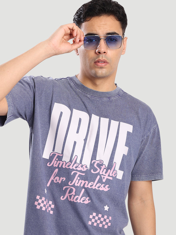 Men Over size drop Shoulder Acidwash Graphic T Shirt