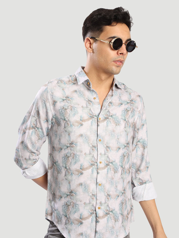 Mens printed textured Regular fit casual Shirt
