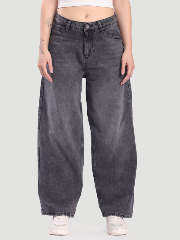 Women Charcoal Baggy Fit Jeans