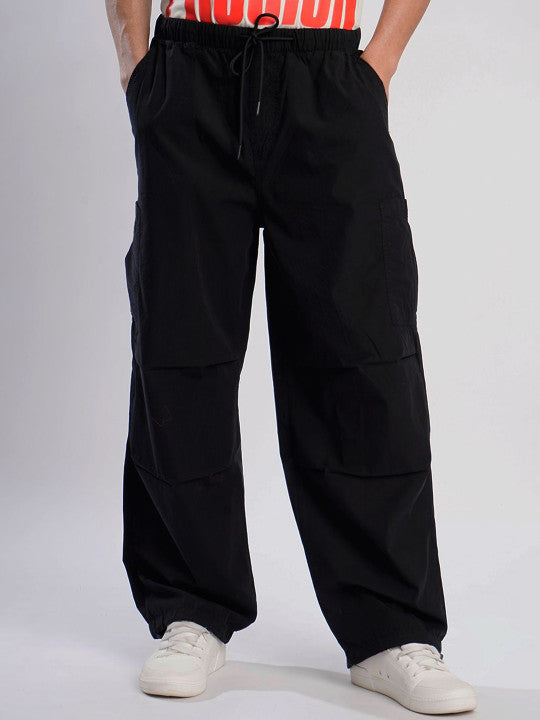 Men Parachute Fit High-Rise Cotton Cargos