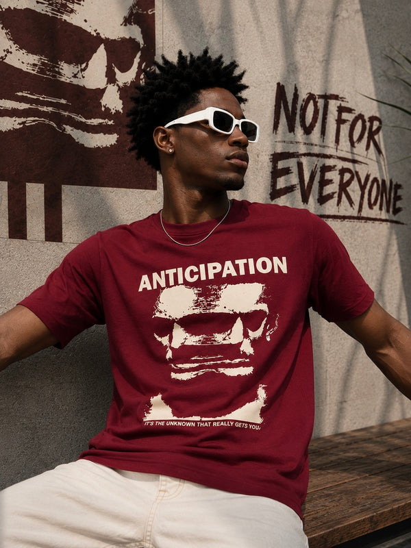 Men Maroon Cotton Lycra Graphic Print T Shirt