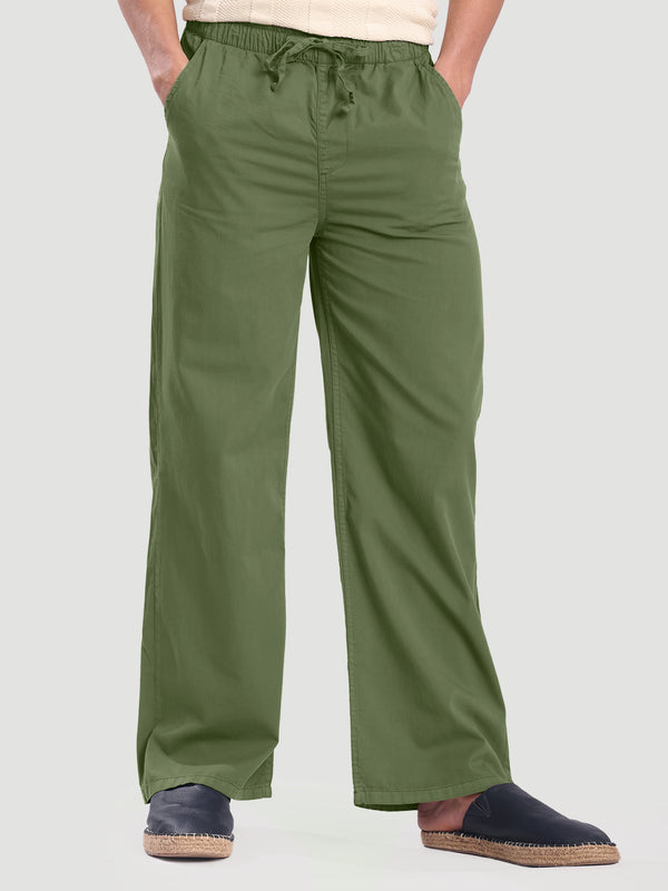 Men OliveWide Leg Trousers