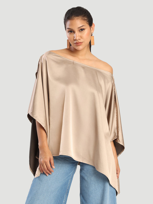 Women beige Satin Kaftan Multipurpose top