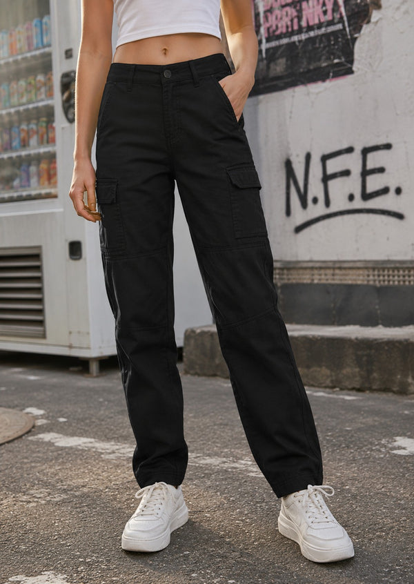 Women Mid Rise Slim Cargo Trouser