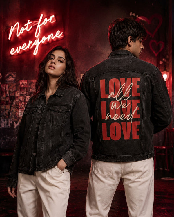 Unisex Mood Switch Relaxed Denim Jacket with Swappable Graphic Patch