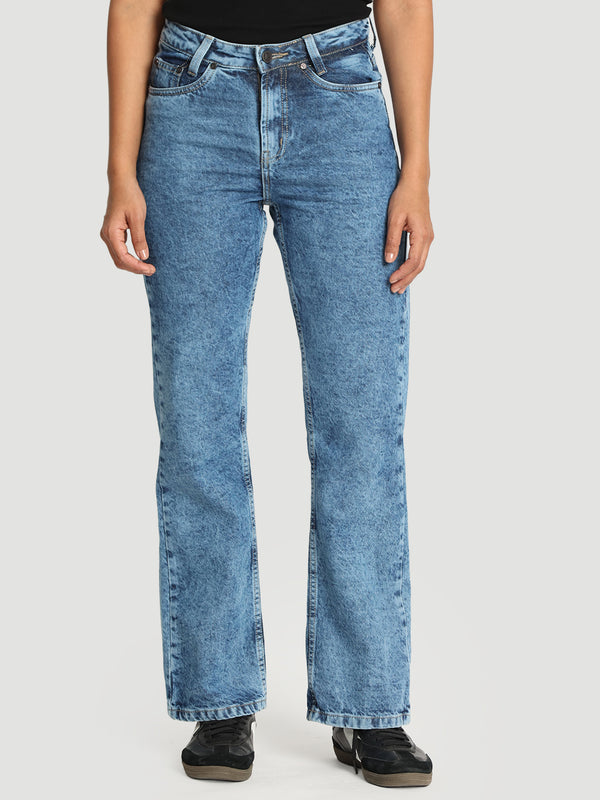 Women blue boot cut jeans
