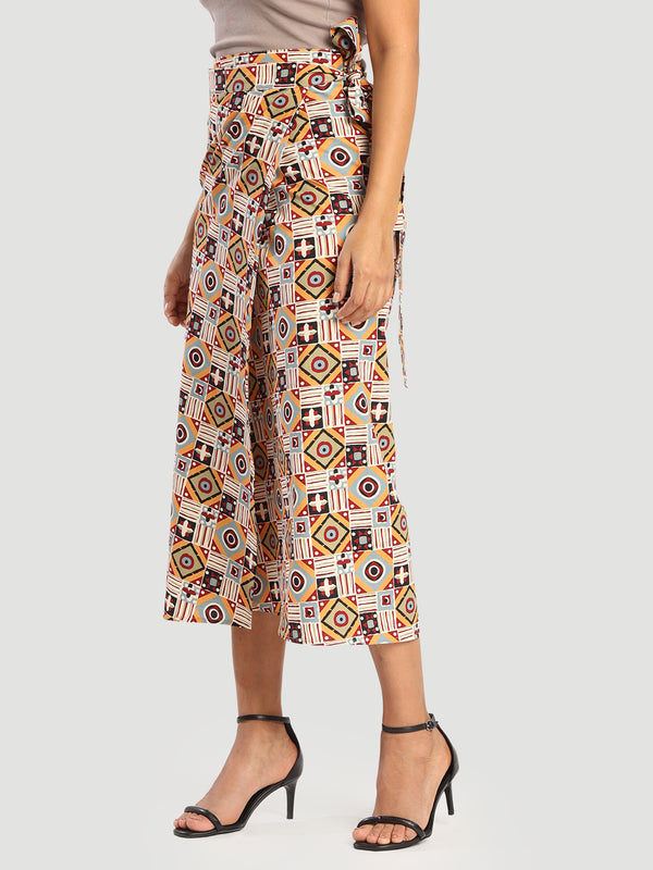 Women abstract Printed Wrap-Around Maxi Skirt