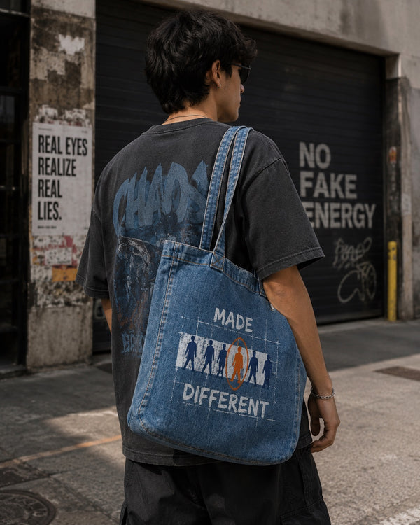 Unisex Denim Graphic Tote Bag