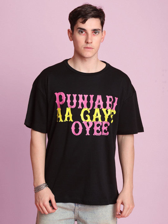 Men Black Graphic Print Oversized T-Shirt