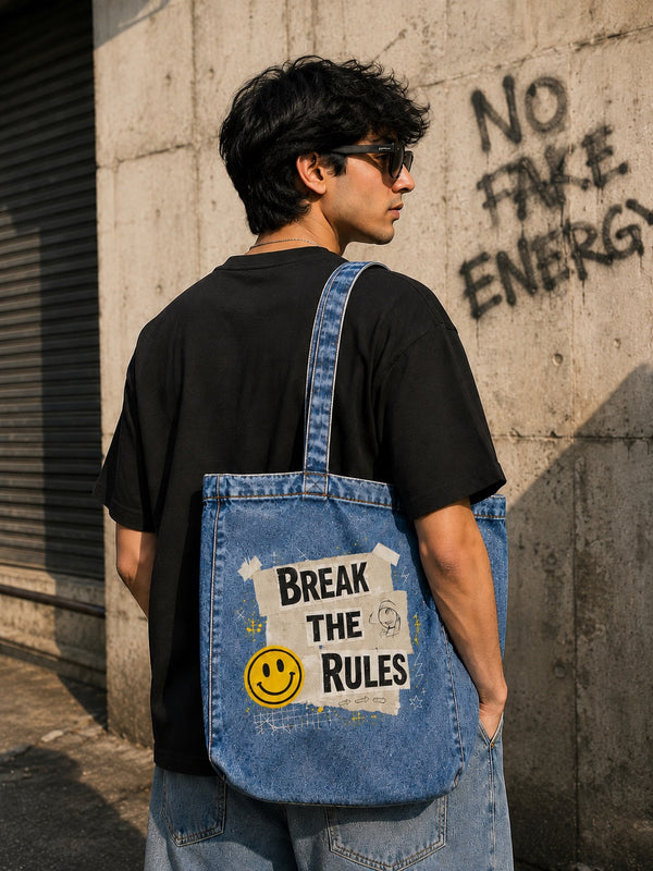 Unisex Denim Graphic Tote Bag