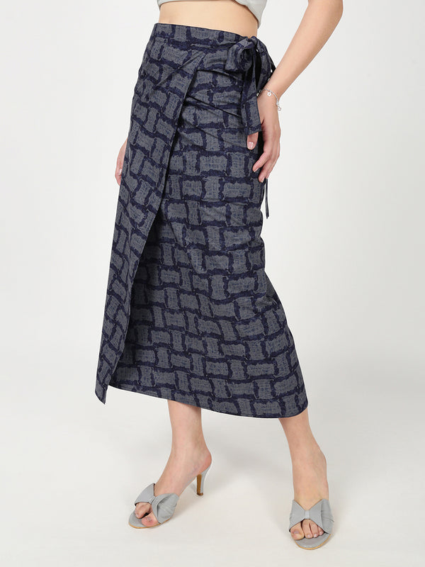 Women Printed Wrap-Around Maxi Skirt