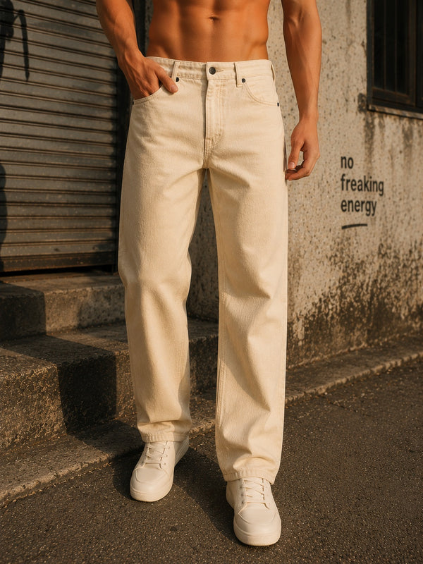 Men Ecru Relaxed Jeans