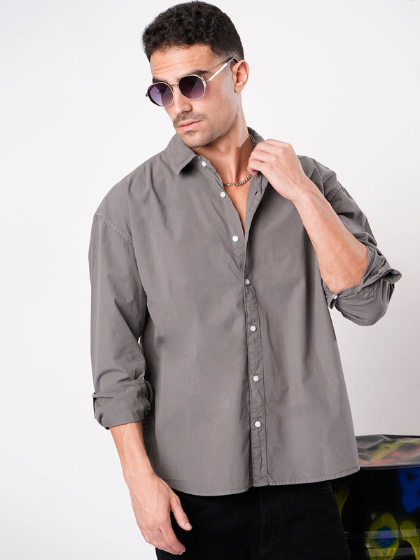 Men Oversized Cotton Drop Shoulder Casual Shirt
