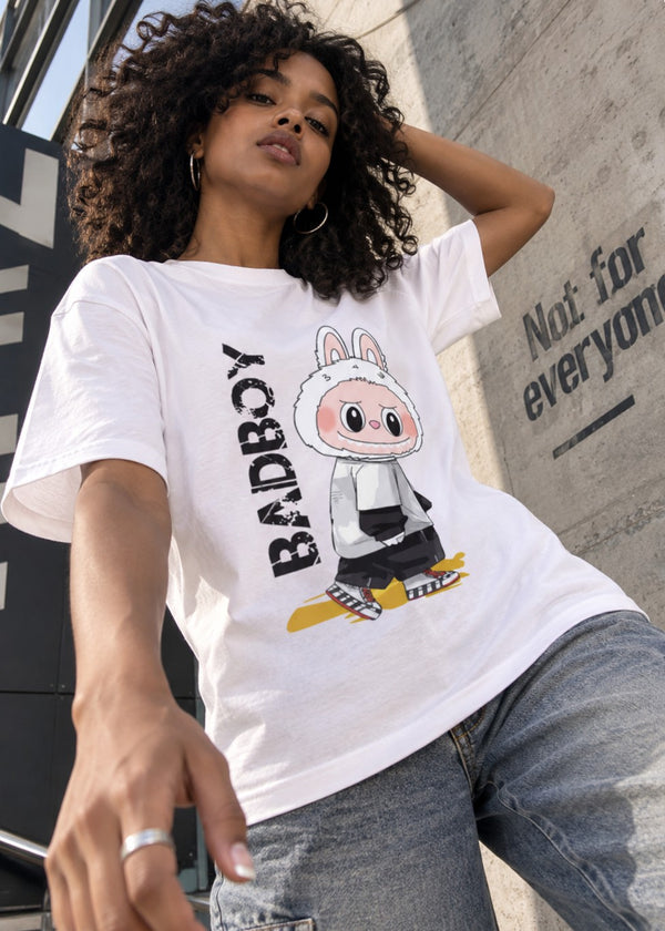 Women White Graphic Oversized T-Shirt