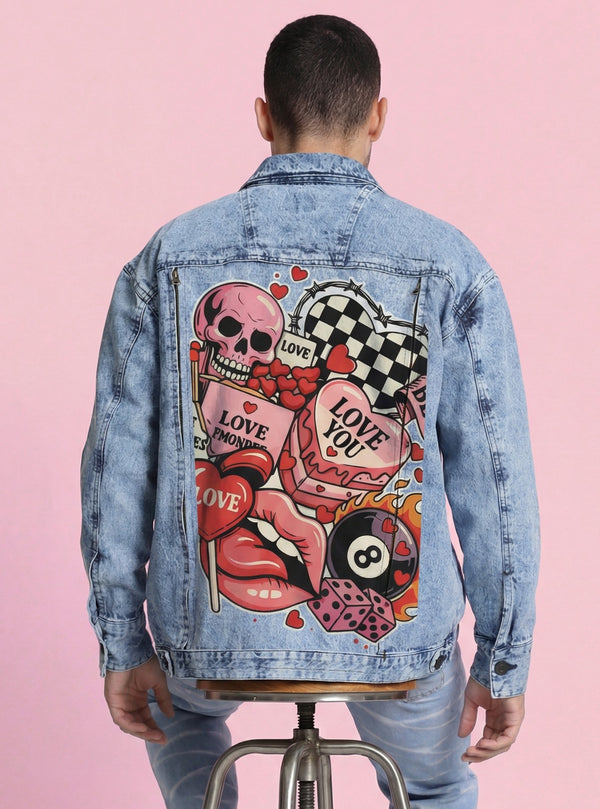 Unisex Oversized Denim Jacket With Swappable Graphic Patch