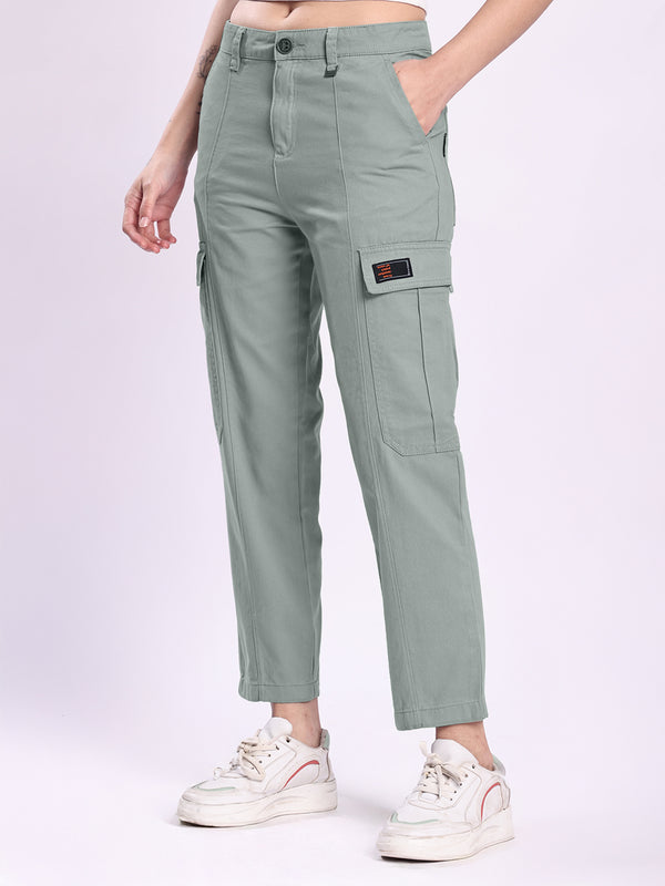 Women Grey Paneled Cargo Trouser
