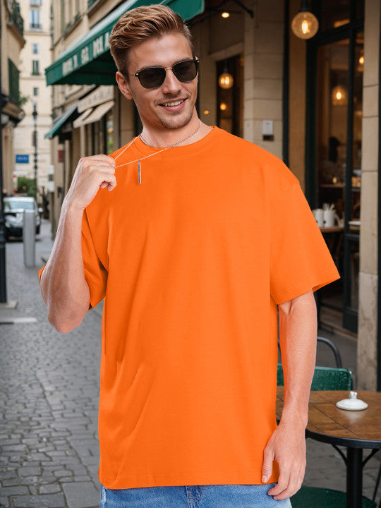 Men Drop-Shoulder Sleeves Cotton Oversized T-shirt